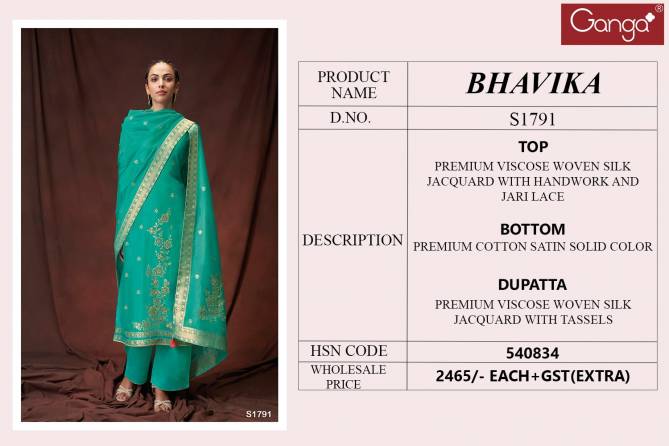 Bhavika S1791 By Ganga Designer Salwar Suits Catalog